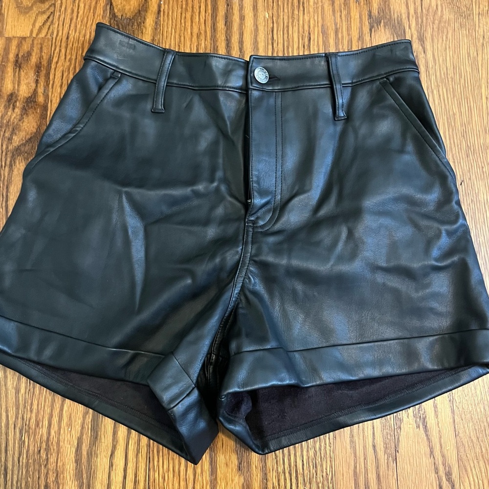 Hollister Black High Waist faux Leather Shorts
